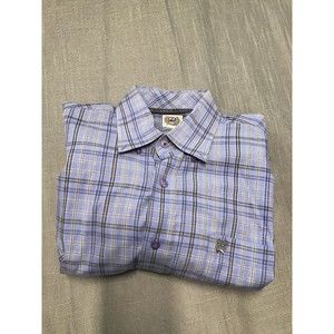 Cinch Mens Size Medium  Long Sleeve Button Down Plaid Shirt Green/blue